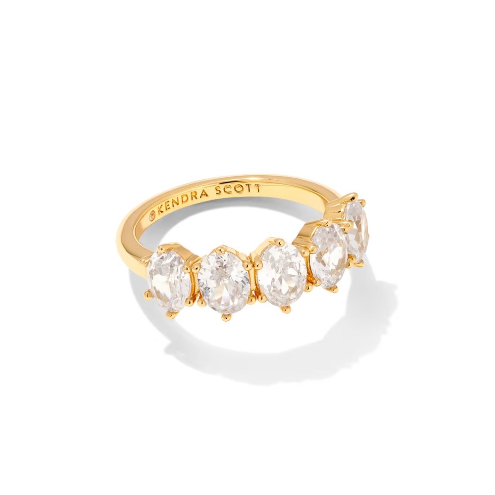 Kendra Scott Cailin Gold Crystal Band Ring in White CZ
